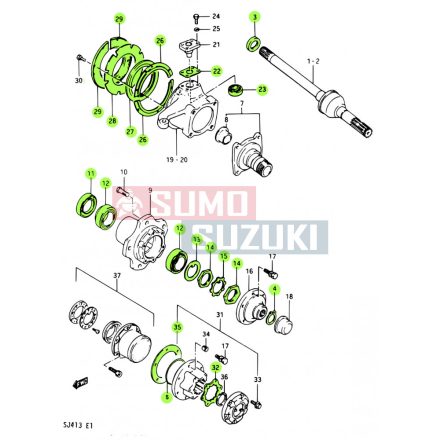 Suzuki Samurai első futómű felújító készlet 8 csapággyal 1 autóra