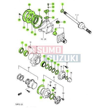 Suzuki Samurai SJ410,SJ413 Front Knuckle kit with 8 Bearings G-45624-KIT-FULL