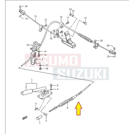 Suzuki Samurai 1.3 SJ413 Kézifék bowden kötél 54640-70A10 hossza 200 cm LONG Alvázhoz 