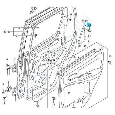 Suzuki ajtó kárpit patent szürke 09409-06314-P4Z-SE