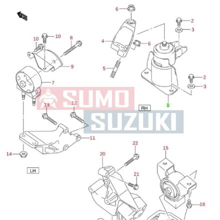 Suzuki Ignis motortartó gumibak jobb 11610-86G00
