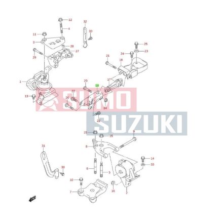 Suzuki Liana motortartó gumibak hátsó 1,3b benzines,  1,4 diesel suzuki gyári eredeti alkatrész 11921-79J01