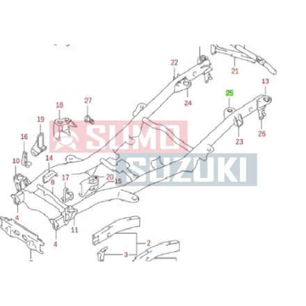 Suzuki Jimny bal hátsó bak alvázon S-57890-81A00-E 