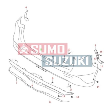 Suzuki Vitara 2018-tól Hátsó lökhárító fekete, alapozott (GYÁRI) 71811-54P01-N49