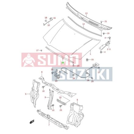 Suzuki Alto motorháztető tömítés 72019M76G01