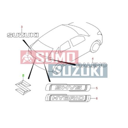 Suzuki Baleno hátsó embléma "S" (GYÁRI 77811M63J00-0PG