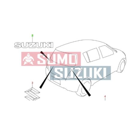 Suzuki hátsó embléma "SUZUKI" (gyári) 77821-58J00-0PG