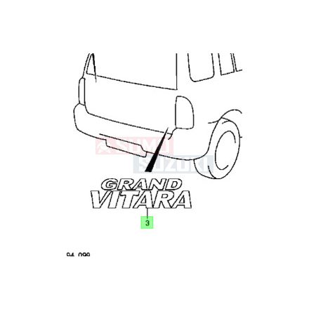 Suzuki "Grand Vitara" felirat hátsó króm 77841-65D21-0PG
