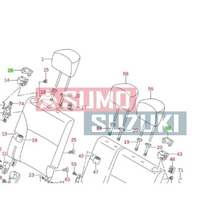 Suzuki Wagon R+ hátsó ülésrögzítő gomb keret 87212-84E00-S1S